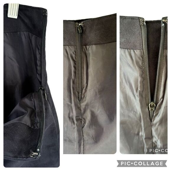 Gap Navy Blue Faux Suede Mini Skirt Silver Button Pleated Hidden Zip Size 6 Soft - Picture 7 of 8